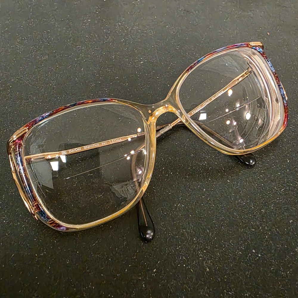 BerDel Sferoflex Eyeglasses Leona‎ 125 Bluepink Oversized Square Italy Vintage
